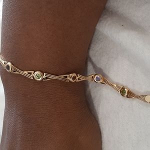 14 K YELLOW GOLD MULTI GEMSTONE 7.5" BRACELET NWT